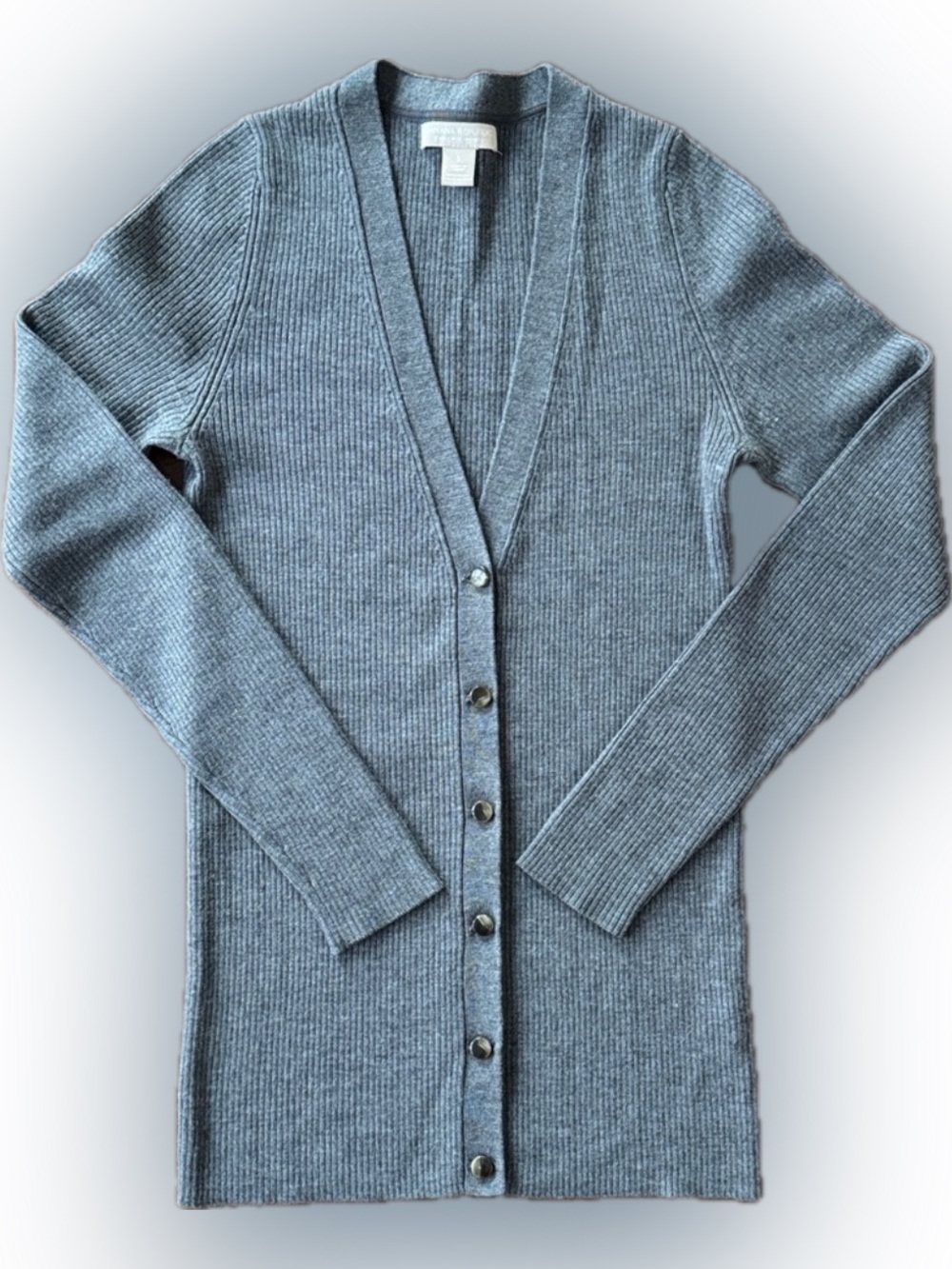 BANANA REPUBLIC CARDIGAN 100% MERINO EXTRA FINE WOOL SWEATER DARK GRAY S 427259